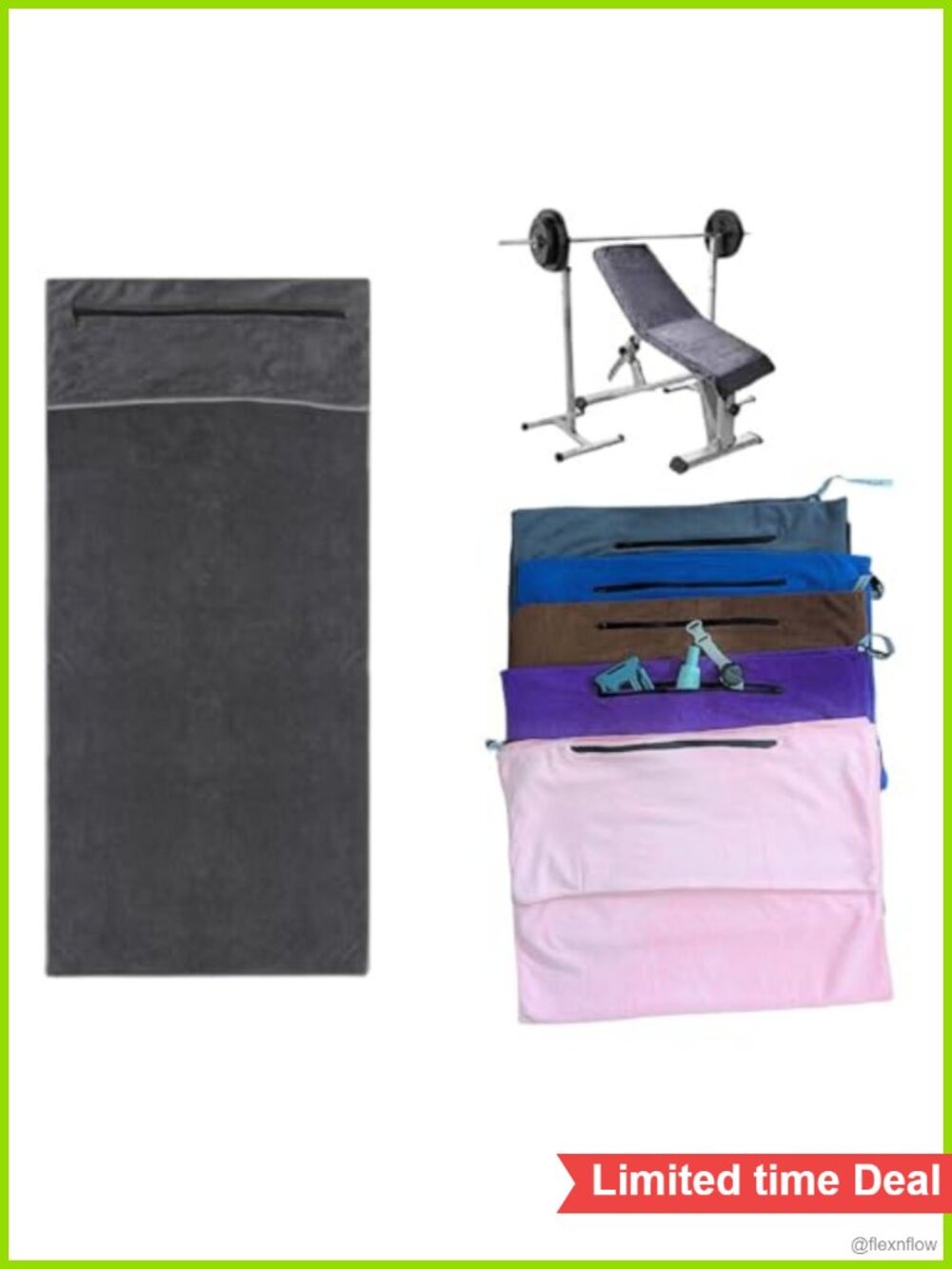 Microfiber Fast Drying Yoga Gym Towel with Phone Pocket Hanging Loop